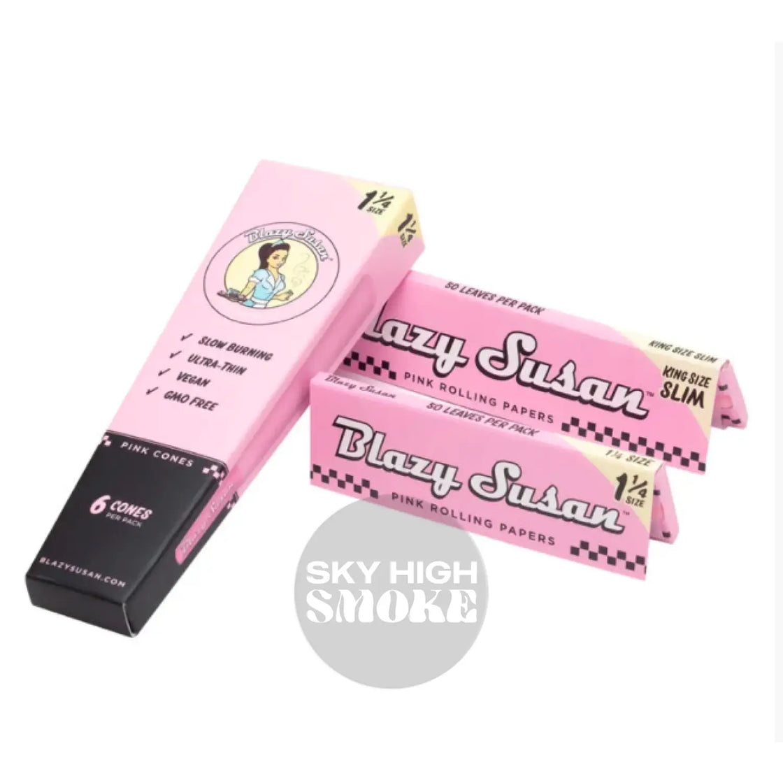 Blazy Susan 1 1/4 Pre-Rolls Pink Papers And Cones Bundle General