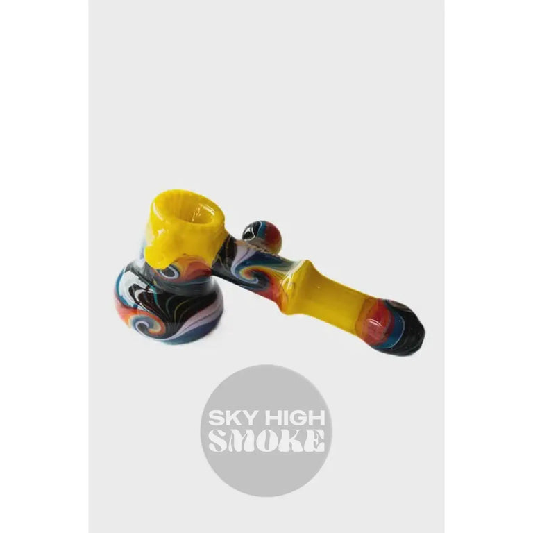 5’’ Dichro & Wig - Wag Bubbler - Yellow Hand Pipes/Spoons
